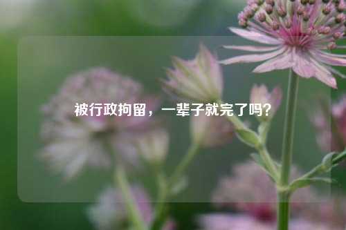 被行政拘留，一辈子就完了吗？