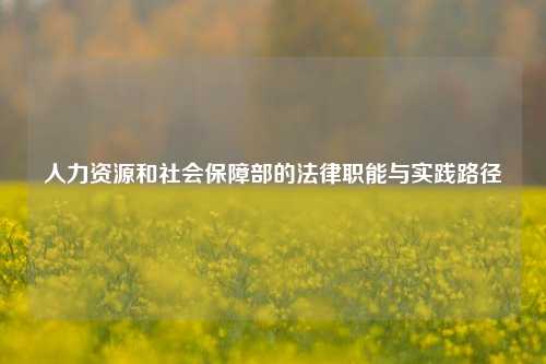 人力资源和社会保障部的法律职能与实践路径